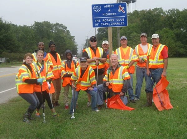 Cape Charles Rotary Club members and their friends picked up a truckload of trash last Sunday along Stone Road, their “adopted” highway.