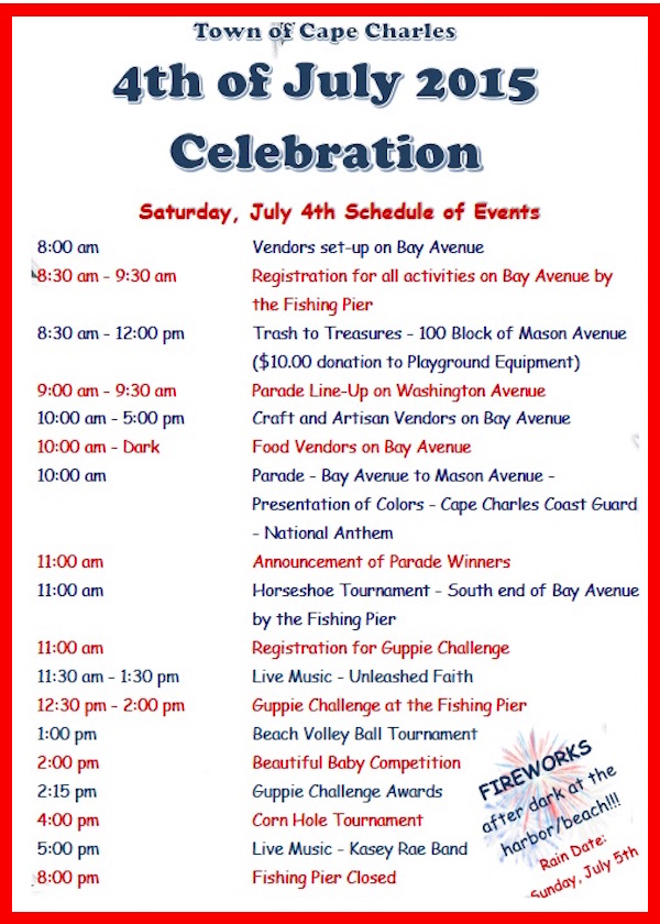 July 4 Parade Begins at 10 AM; Fireworks After Dark Cape Charles Wave